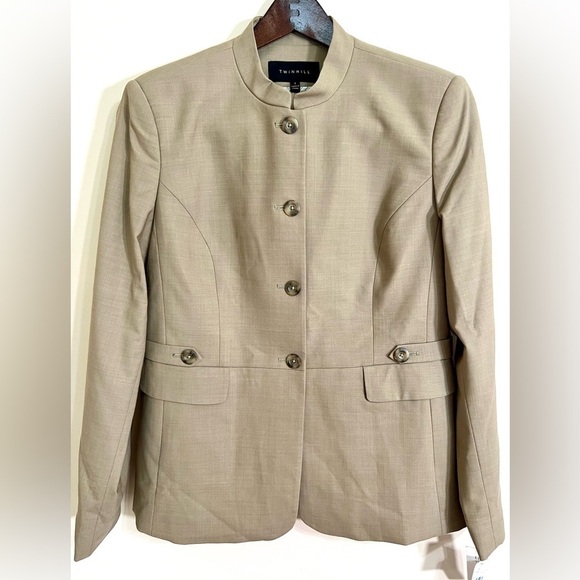 TWINHILL Women’s Wool Blend Career Professional Camel Suit Blazer Size 8‎ NWT - Picture 1 of 15